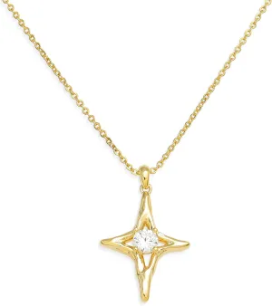 Sonateomber Simple Gold Star Pendant Necklaces for Women Sparkly Rhinestone Birthstone Lucky Four-point Stars Dangle Necklaces Prom Fashion Birthday Jewelry Gift