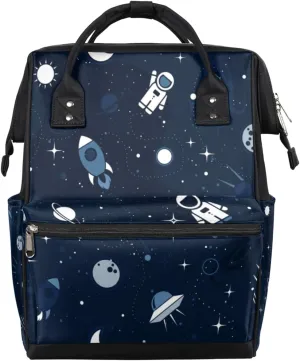 Space Cute Astronaut Spaceship Rocket Diaper Bag Tote Large Capacity Waterproof with Adjustable Shoulder Strap and Pram Straps Mommy Bag for Hospital Beach Weekender Travel
