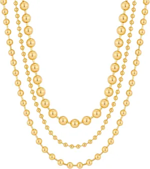 Statement Gold Beads Necklace for Women Vintage Gold Beaded Strand Chain Necklace Fashion Jewelry for Women