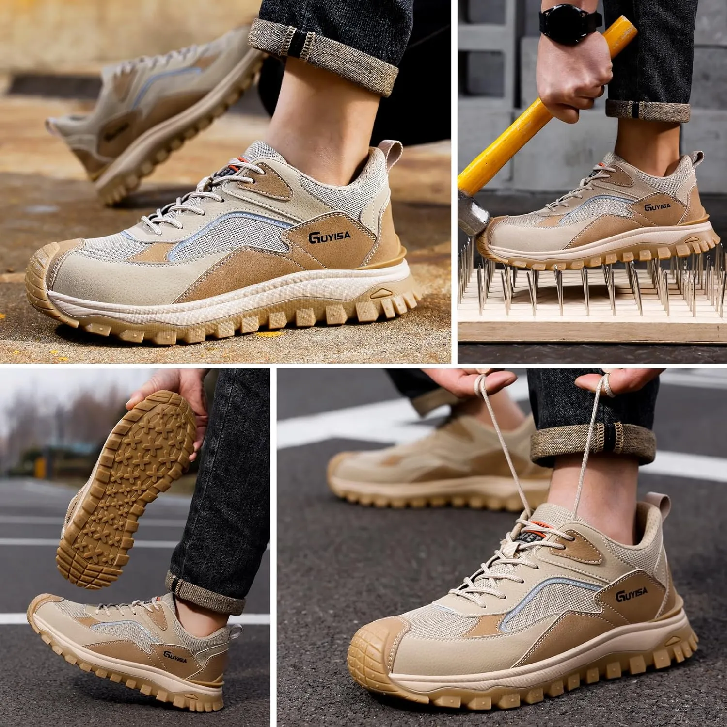 Steel Toe Shoes for Men Lightweight Work Shoes Comfortable Mens Work Boots Indestructible Safety Shoes for Men Industrial Construction Steel Toe Sneakers Soft Mens Work Shoes