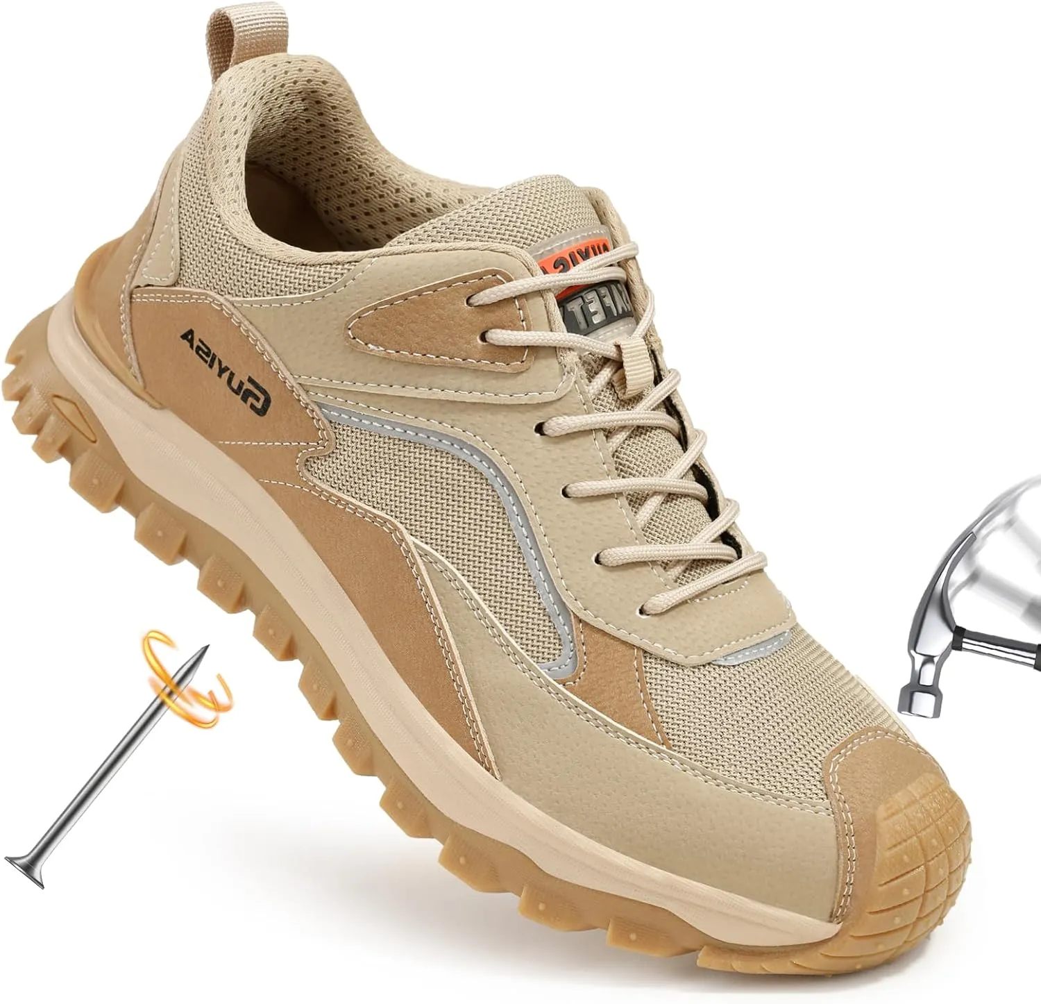 Steel Toe Shoes for Men Lightweight Work Shoes Comfortable Mens Work Boots Indestructible Safety Shoes for Men Industrial Construction Steel Toe Sneakers Soft Mens Work Shoes