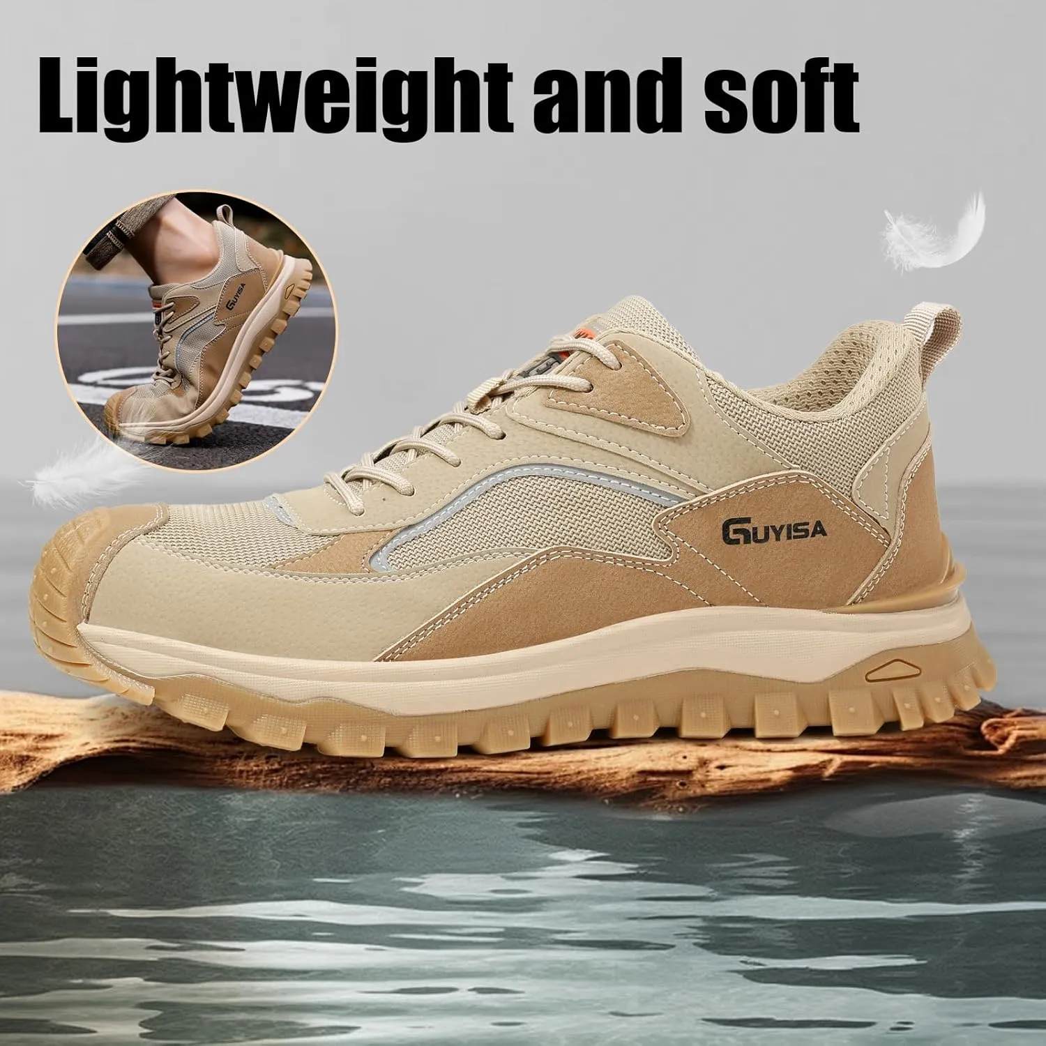 Steel Toe Shoes for Men Lightweight Work Shoes Comfortable Mens Work Boots Indestructible Safety Shoes for Men Industrial Construction Steel Toe Sneakers Soft Mens Work Shoes