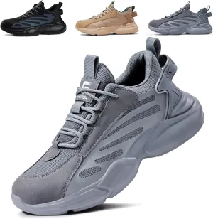 Steel Toe Shoes for Men No Slip Work Shoes Construction Industrial Work Tennis Shoes Safety Shoes Lightweight Steel Toe Sneakers for Men Women