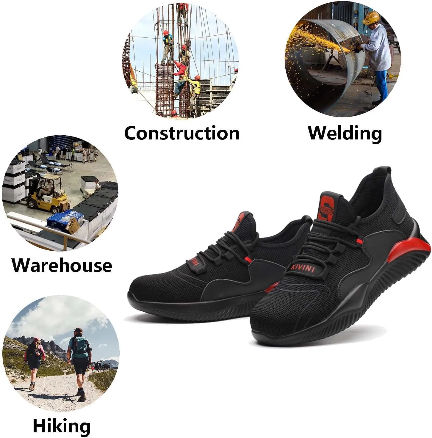 Steel Toe Work Shoes for Men Women Lightweight Industrial & Construction Slip Resistant Puncture Proof Safety