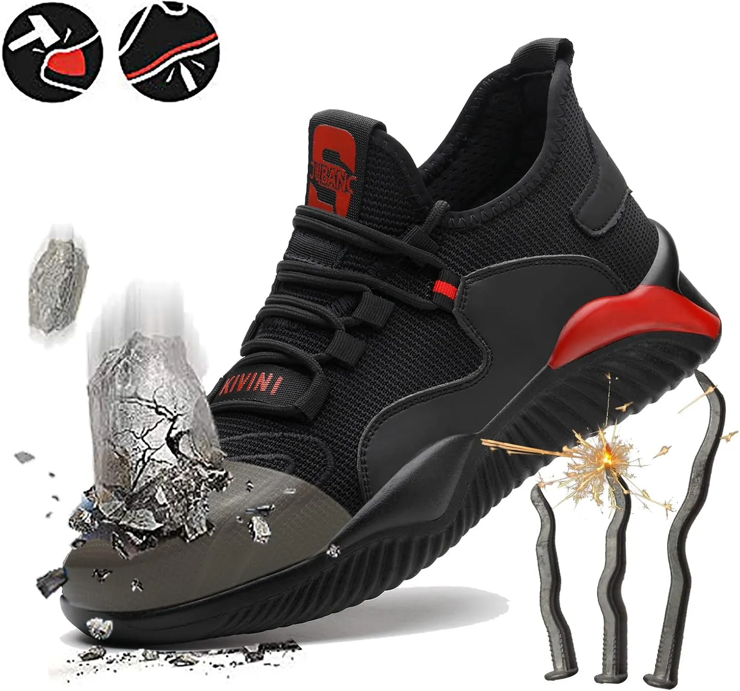 Steel Toe Work Shoes for Men Women Lightweight Industrial & Construction Slip Resistant Puncture Proof Safety