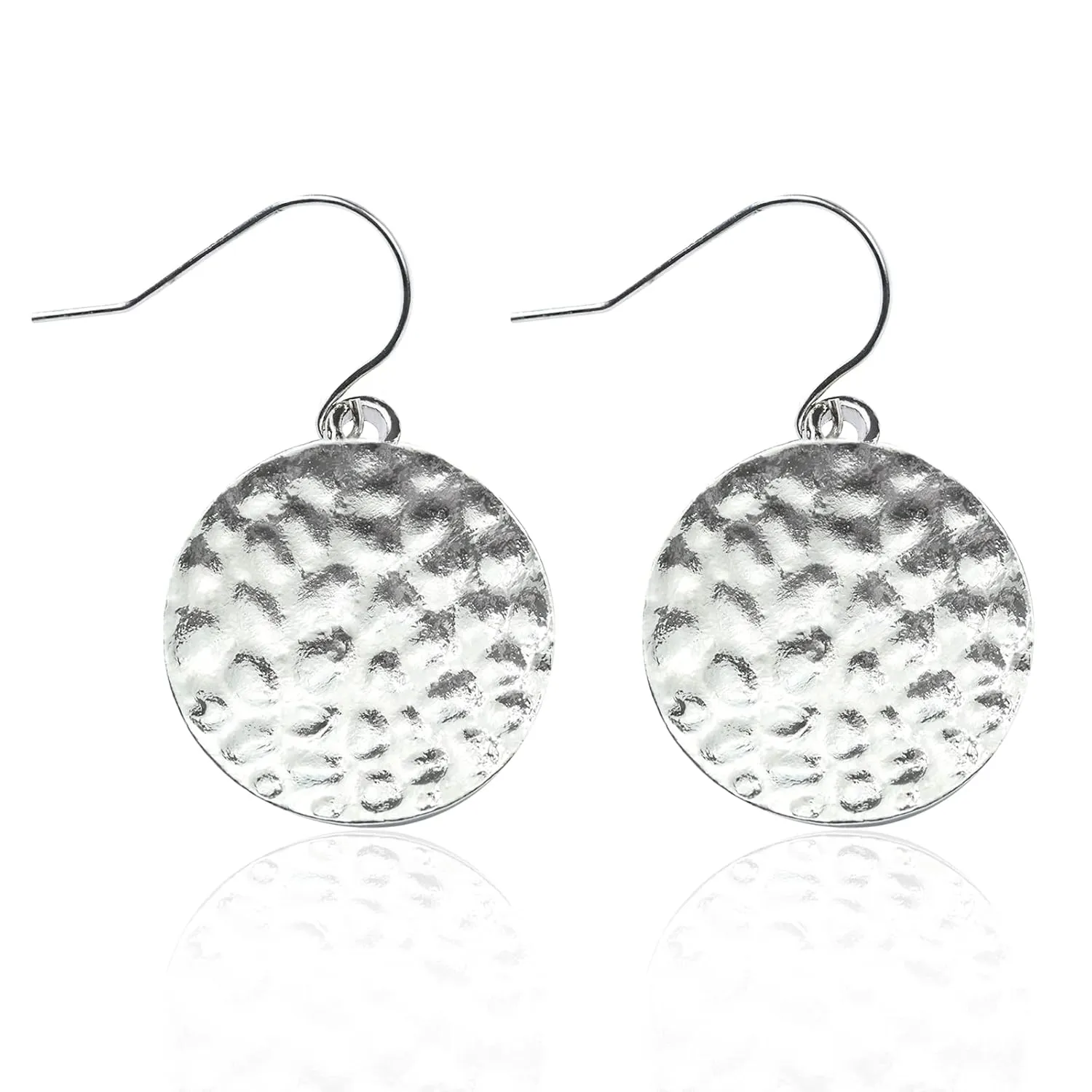 Sterling Silver Earrings, Hypoallergenic Handmade Earrings, 18mm Disc Dangle Earrings, Circle Earrings for Women, Drop Earrings Fashion Trendy