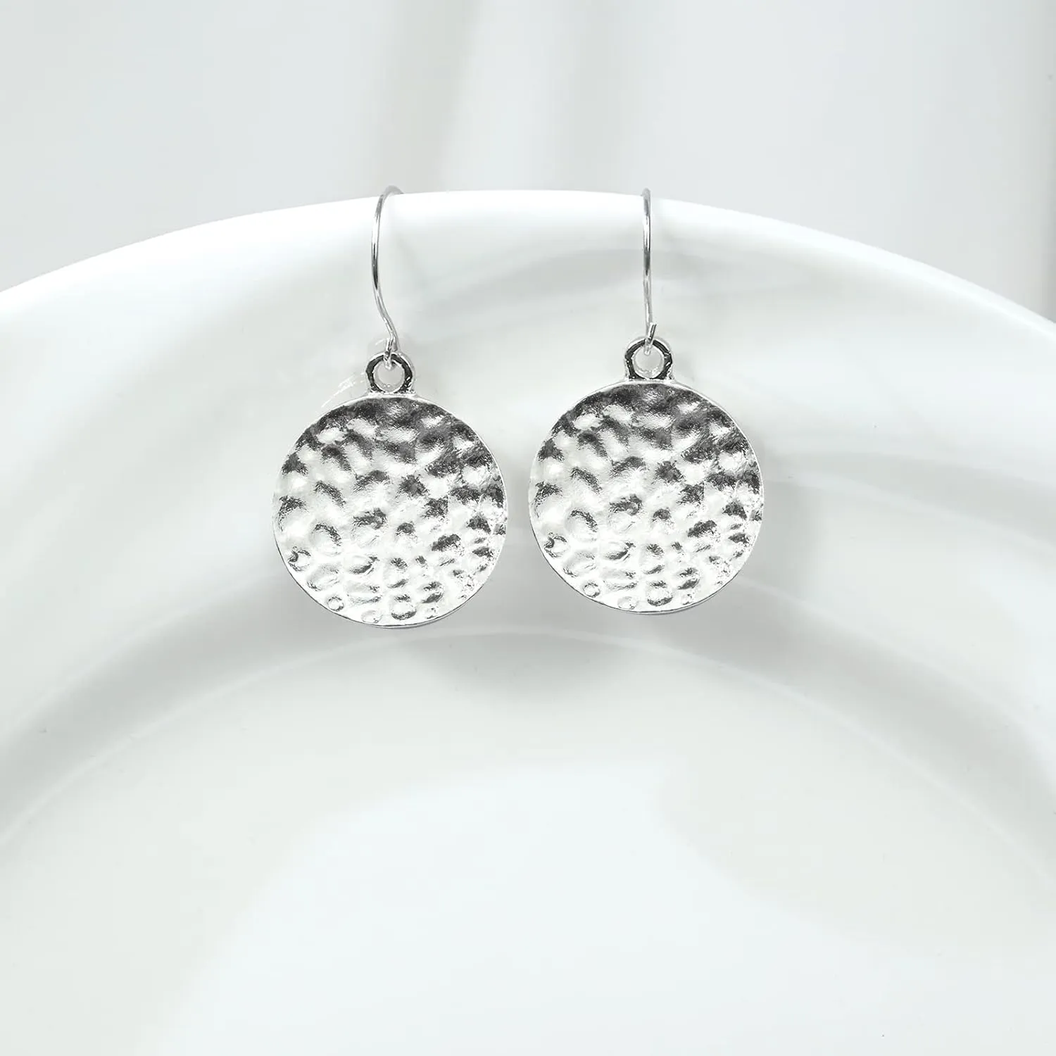 Sterling Silver Earrings, Hypoallergenic Handmade Earrings, 18mm Disc Dangle Earrings, Circle Earrings for Women, Drop Earrings Fashion Trendy