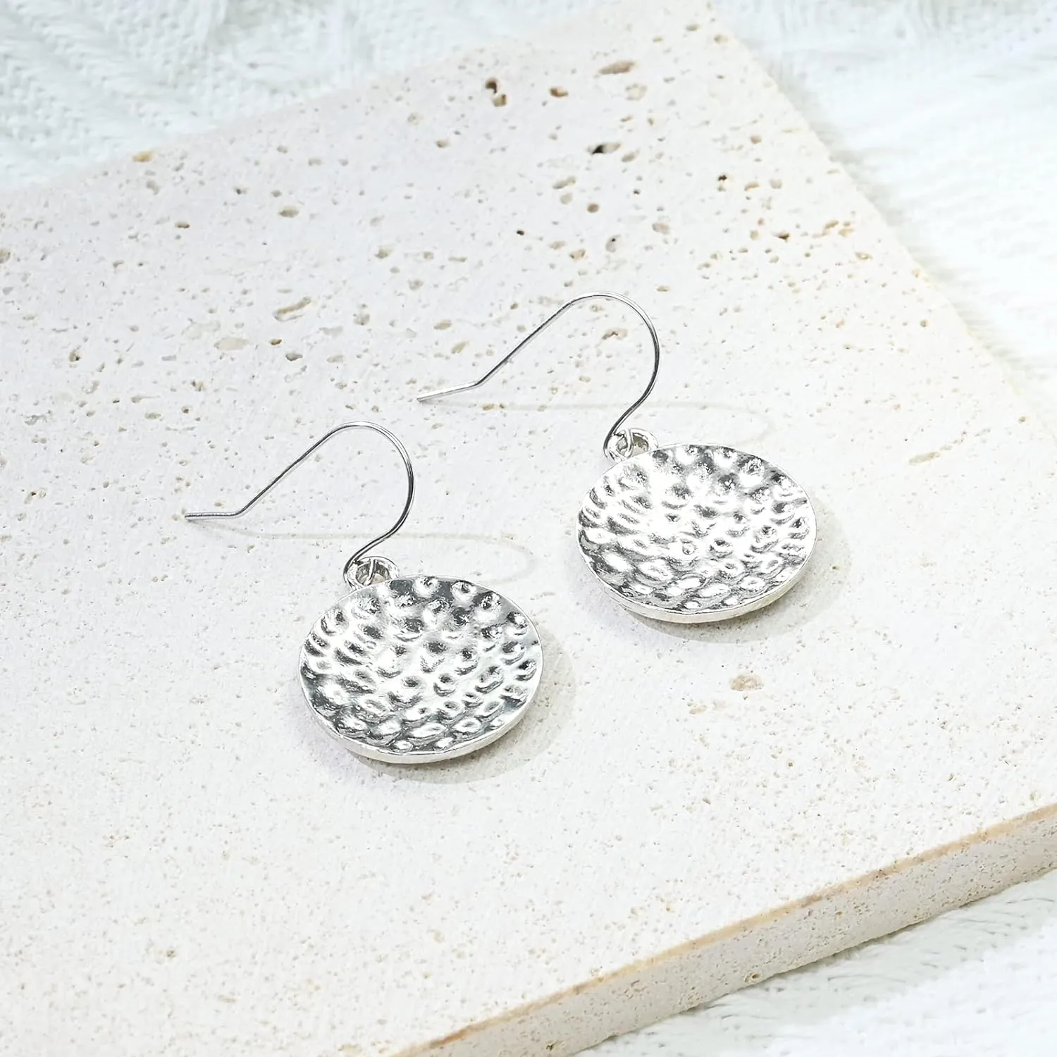 Sterling Silver Earrings, Hypoallergenic Handmade Earrings, 18mm Disc Dangle Earrings, Circle Earrings for Women, Drop Earrings Fashion Trendy