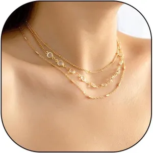 Stimulated Diamond Necklaces for Women Dainty Gold Stackable Necklace 18k Gold Plated Layered Rhinestone Necklaces Simple Gold CZ Diamond Pendant Necklaces for Women Trendy Jewelry Gifts