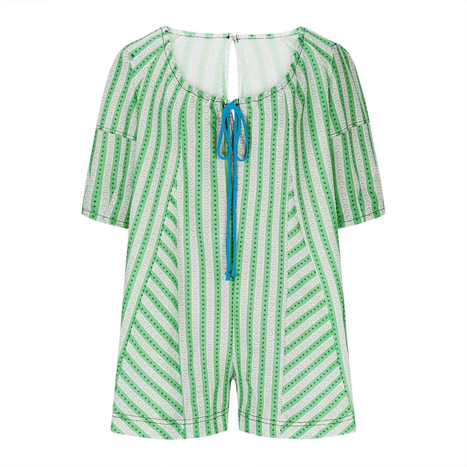 Summer Tshirt Romper for Women Casual Striped Romper Puff Short Sleeve Wide Leg Oversized Romper With Pockets