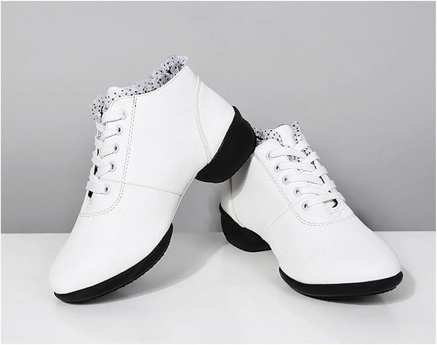 SWDZM Women's Jazz Shoes Lace-Up Dancing Walking Sneakers High Top Split Sole Modern Dance Shoes