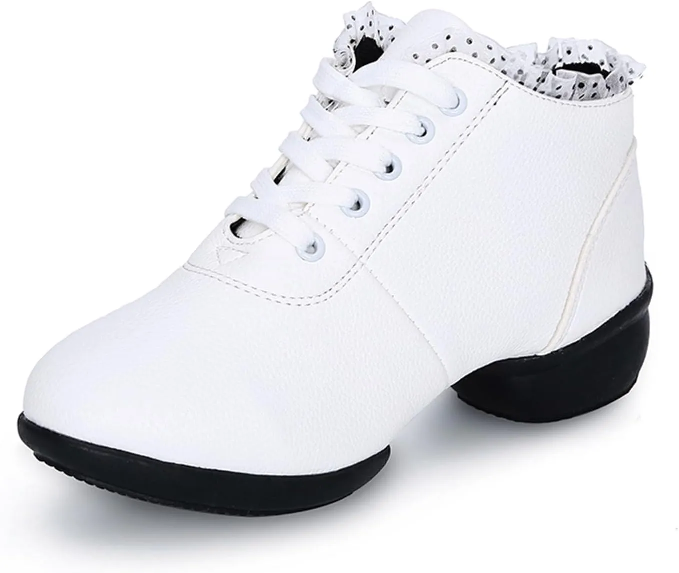 SWDZM Women's Jazz Shoes Lace-Up Dancing Walking Sneakers High Top Split Sole Modern Dance Shoes