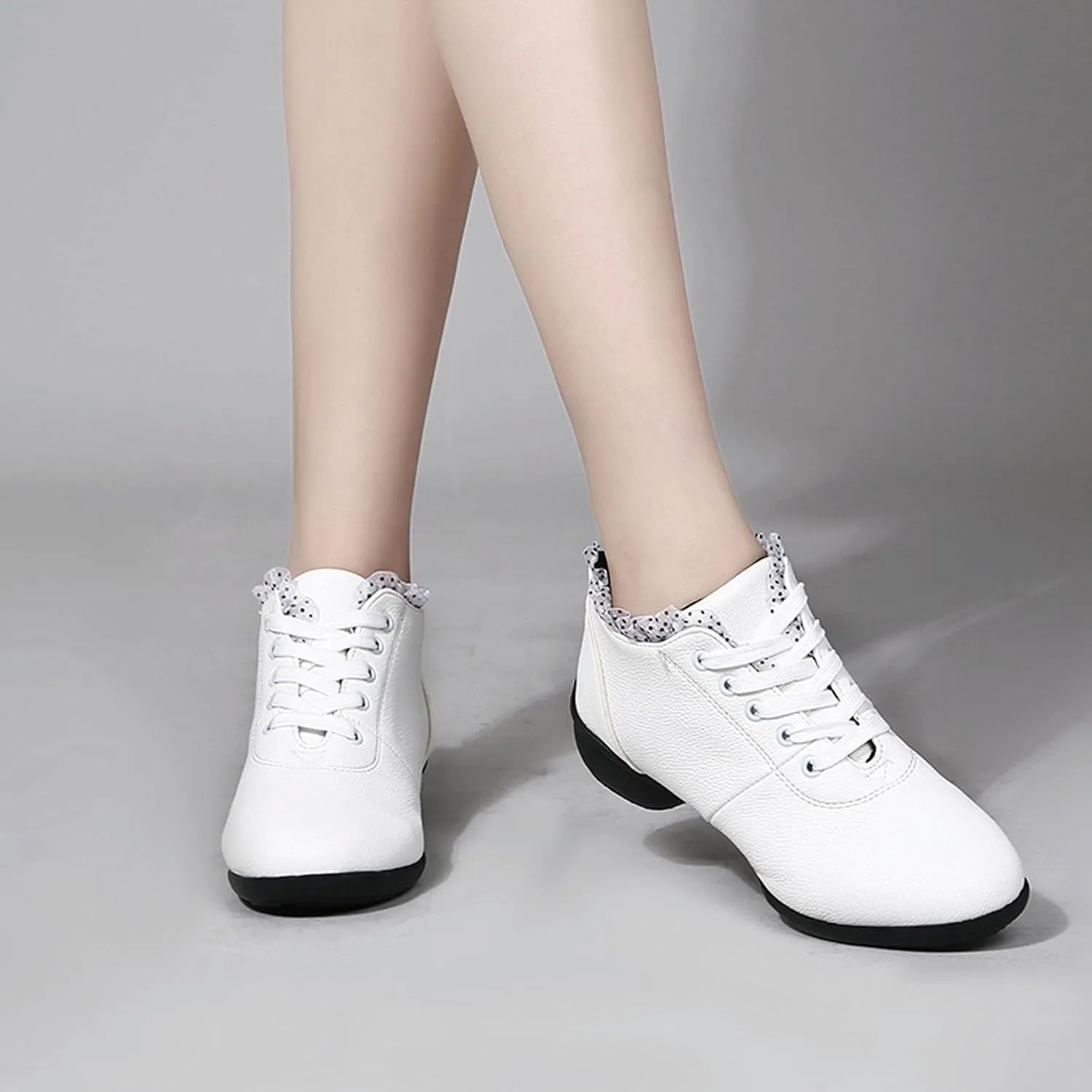 SWDZM Women's Jazz Shoes Lace-Up Dancing Walking Sneakers High Top Split Sole Modern Dance Shoes