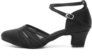 SWDZM Women's Latin Ballroom Dance Shoes Closed Toe Smooth Salsa Practice Performance Dancing Shoes
