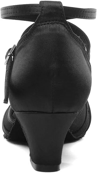 SWDZM Women's Latin Ballroom Dance Shoes Closed Toe Smooth Salsa Practice Performance Dancing Shoes