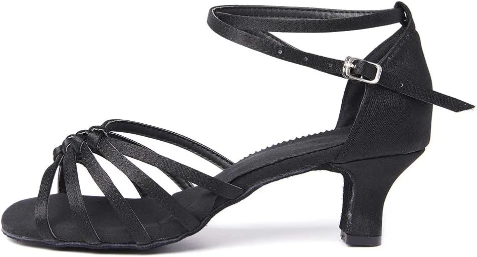 SWDZM Women's Latin Dance Shoes Satin Ballroom Party Dance Practice Performance Shoes,Model-MF1322