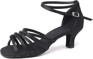 SWDZM Women's Latin Dance Shoes Satin Ballroom Party Dance Practice Performance Shoes,Model-MF1322