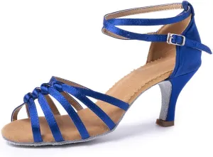 SWDZM Women's Latin Dance Shoes Satin Ballroom Party Dance Practice Performance Shoes,Model-MF1322