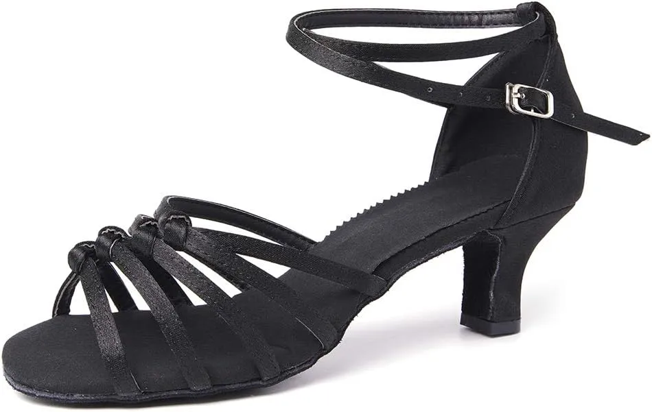 SWDZM Women's Latin Dance Shoes Satin Ballroom Party Dance Practice Performance Shoes,Model-MF1322