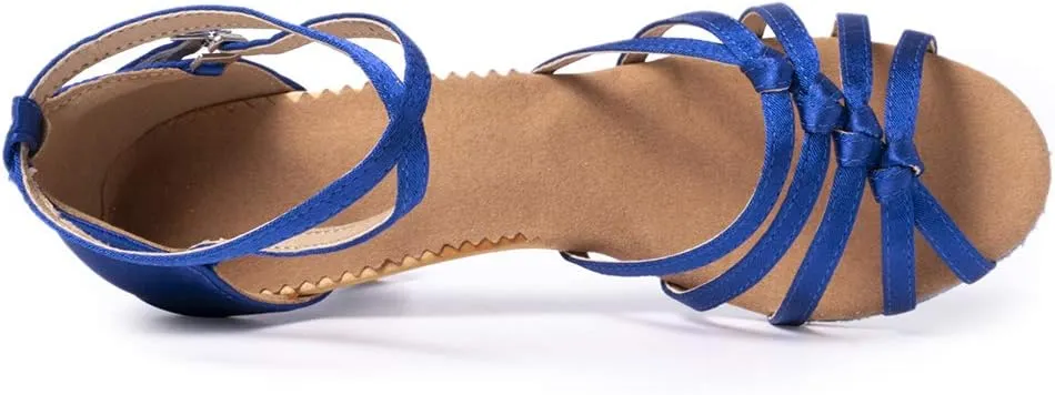 SWDZM Women's Latin Dance Shoes Satin Ballroom Party Dance Practice Performance Shoes,Model-MF1322