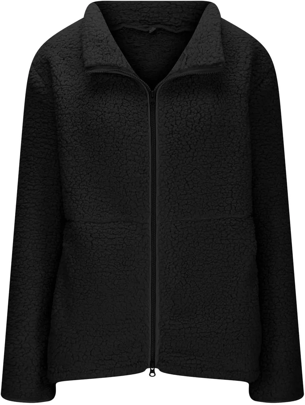 Sweater Coats for Women Vintage Solid Fleece Jackets Fuzzy Long Sleeve Winter Coats with Pockets Outerwear