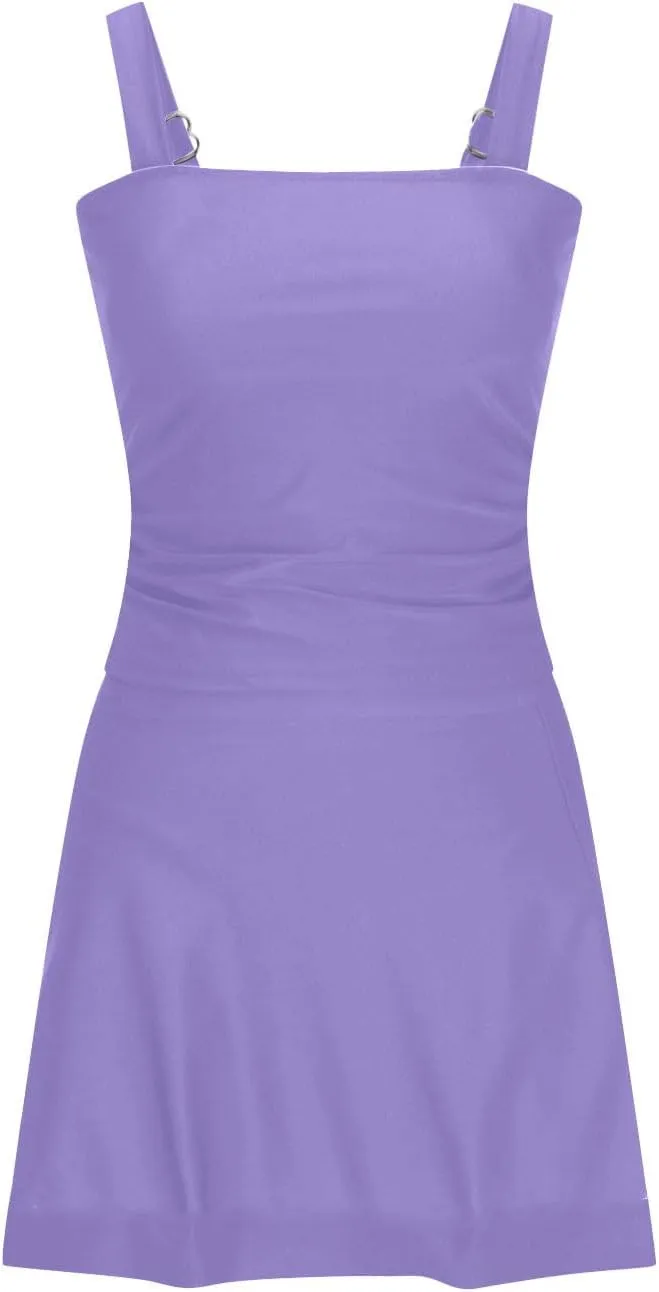 Swim Dress Tummy Control Tankini Tops for Women Two Piece Skirts Bathing Suit Solid Color Summer Beach Swimsuits