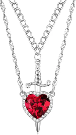 Sword And Heart Pendant Necklaces for Women Matching Couple Friendship Necklaces for Best Friend Valentine's Day Jewelry