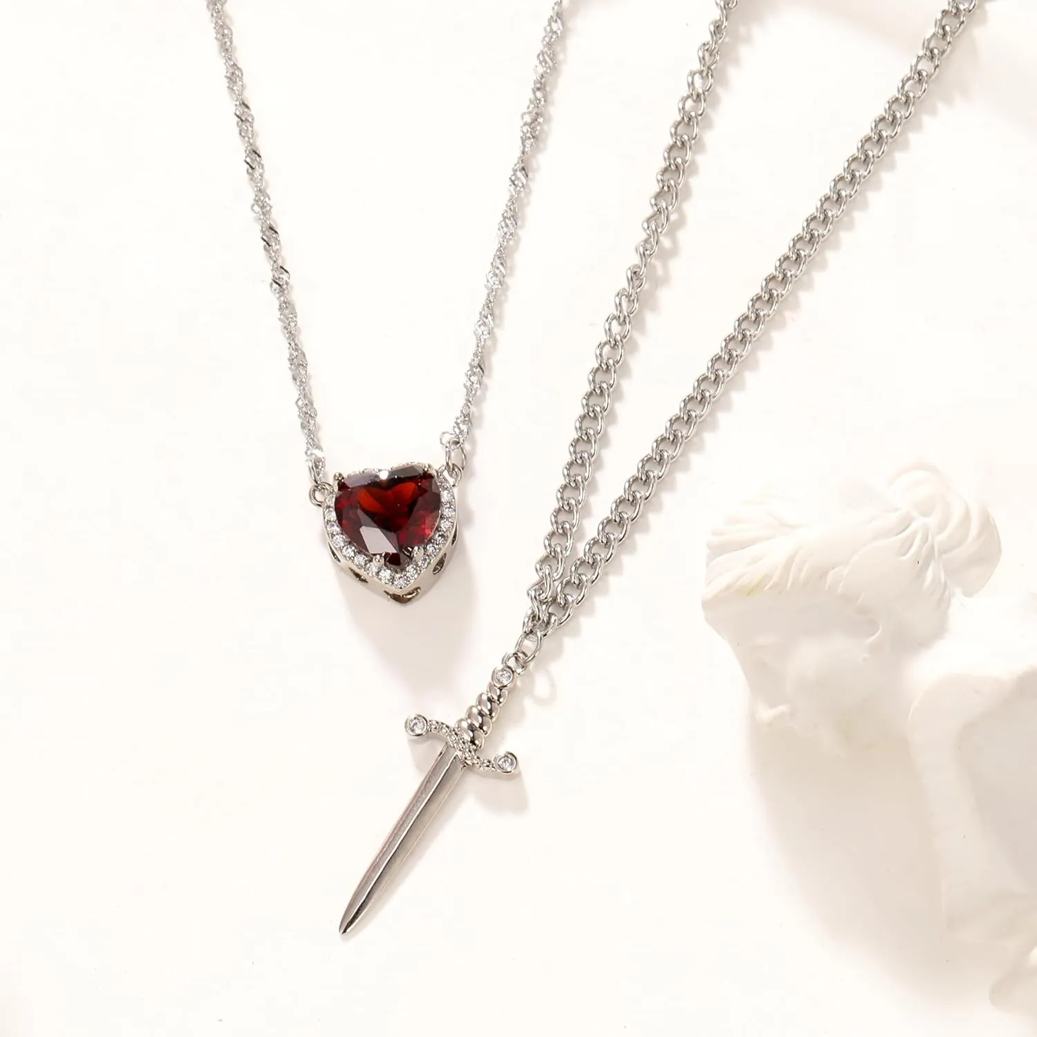 Sword And Heart Pendant Necklaces for Women Matching Couple Friendship Necklaces for Best Friend Valentine's Day Jewelry