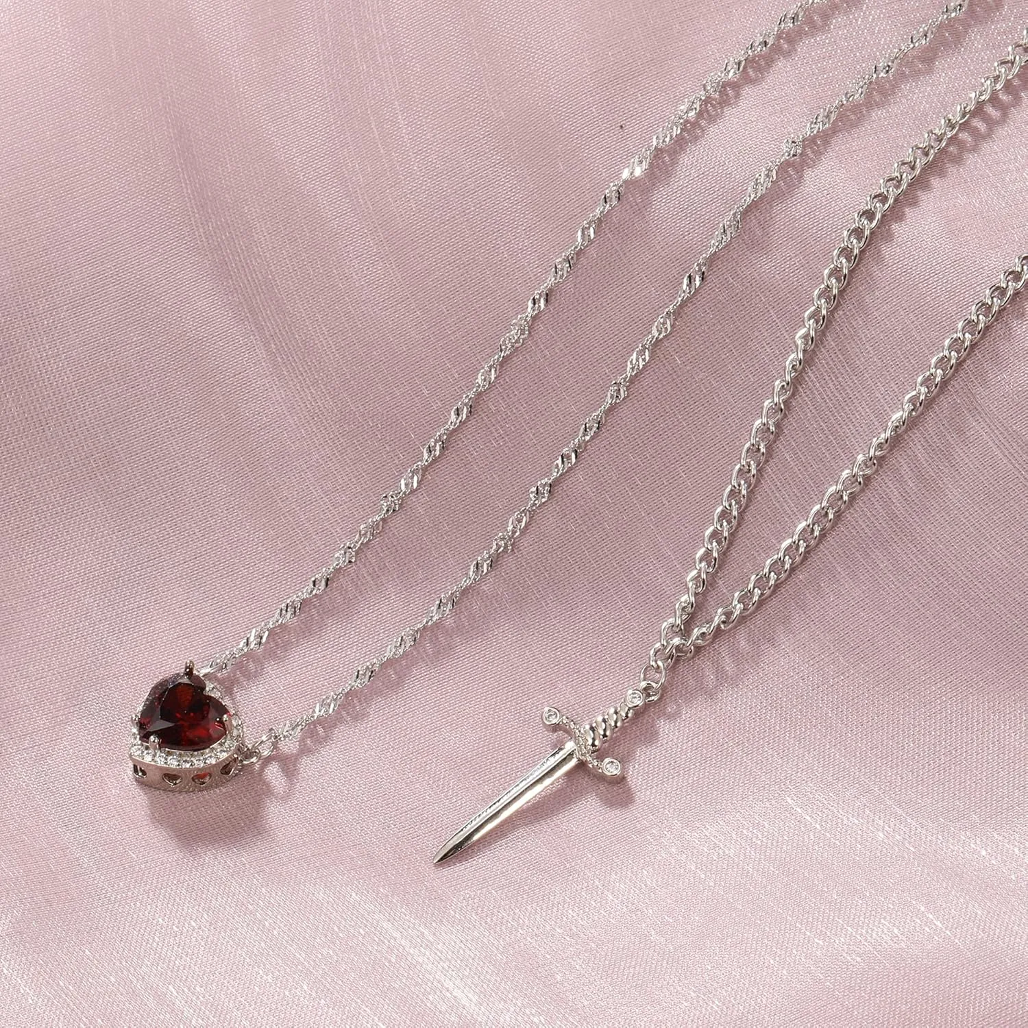 Sword And Heart Pendant Necklaces for Women Matching Couple Friendship Necklaces for Best Friend Valentine's Day Jewelry