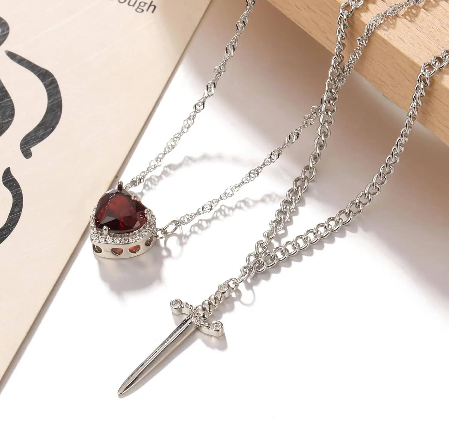 Sword And Heart Pendant Necklaces for Women Matching Couple Friendship Necklaces for Best Friend Valentine's Day Jewelry