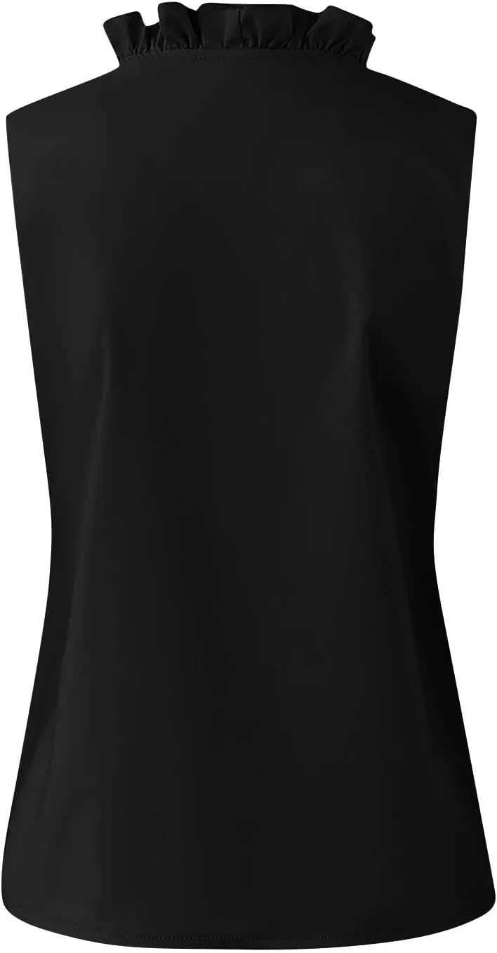 Tank Top for Women V Neck Ruffled Collared Shirts Sleeveless Tops