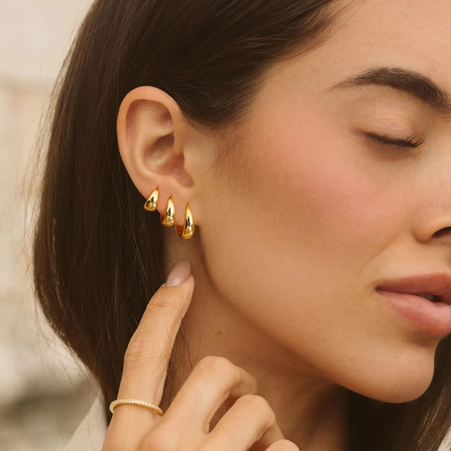 Tasiso Small Hoop Earrings for Women, Dainty 14K Gold Plated Huggie Hoop Earrings Lightweight Hypoallergenic Cubic Zirconia Earring Cute Double CZ Spiral Earrings for Women Trendy Jewelry Gifts