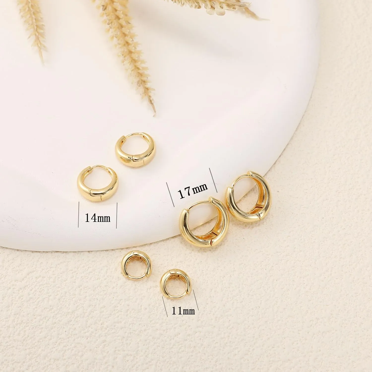 Tasiso Small Hoop Earrings for Women, Dainty 14K Gold Plated Huggie Hoop Earrings Lightweight Hypoallergenic Cubic Zirconia Earring Cute Double CZ Spiral Earrings for Women Trendy Jewelry Gifts