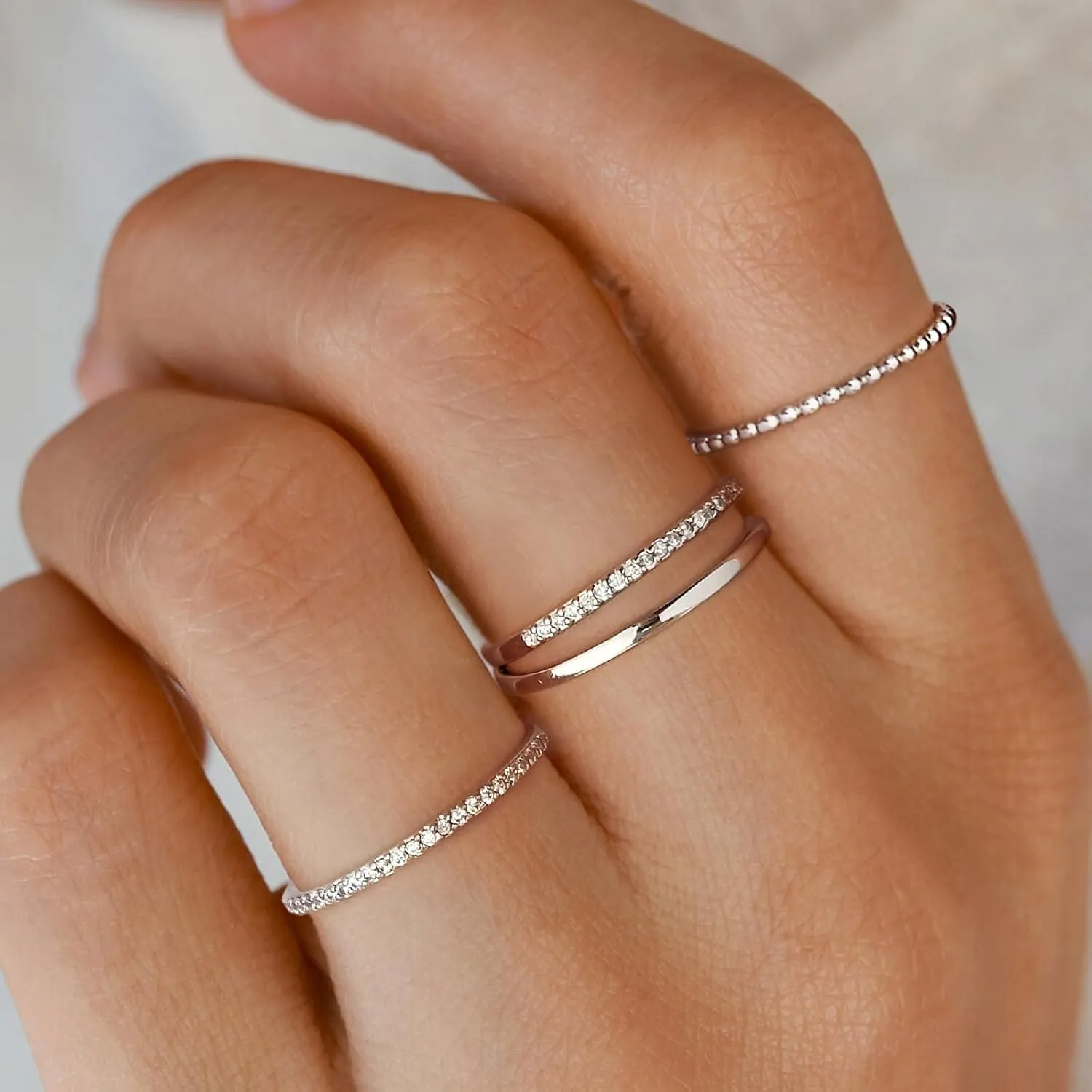 Tasiso Stackable Gold Rings for Women Non Tarnish Trendy Dainty 14K Gold Plated Cubic Zirconia Thumb Ring Set Trendy Statement Love Friendship Promise Engagement Rings Size 6 7 8 9 10