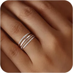 Tasiso Stackable Gold Rings for Women Non Tarnish Trendy Dainty 14K Gold Plated Cubic Zirconia Thumb Ring Set Trendy Statement Love Friendship Promise Engagement Rings Size 6 7 8 9 10