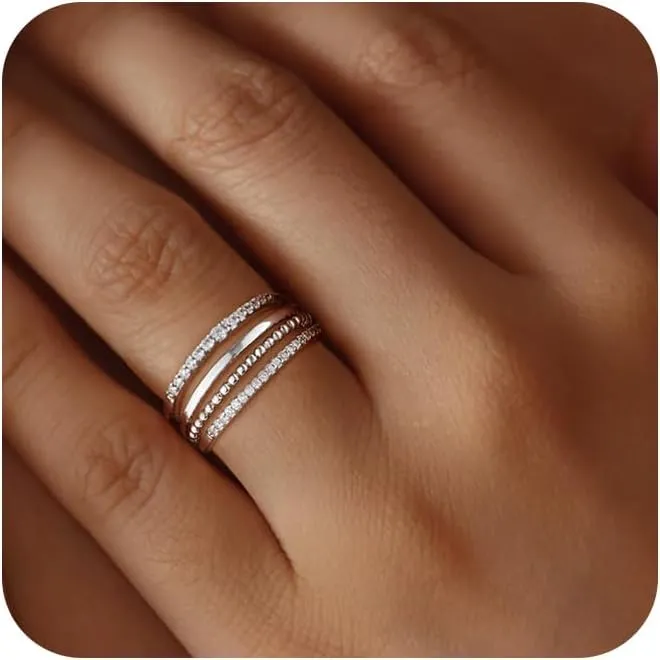 Tasiso Stackable Gold Rings for Women Non Tarnish Trendy Dainty 14K Gold Plated Cubic Zirconia Thumb Ring Set Trendy Statement Love Friendship Promise Engagement Rings Size 6 7 8 9 10
