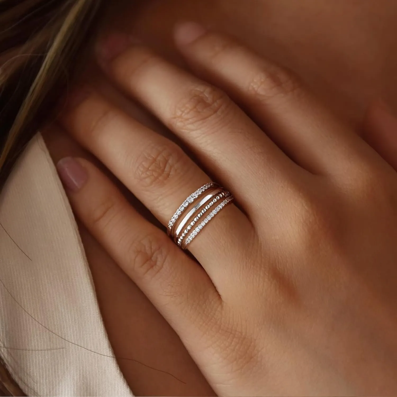 Tasiso Stackable Gold Rings for Women Non Tarnish Trendy Dainty 14K Gold Plated Cubic Zirconia Thumb Ring Set Trendy Statement Love Friendship Promise Engagement Rings Size 6 7 8 9 10