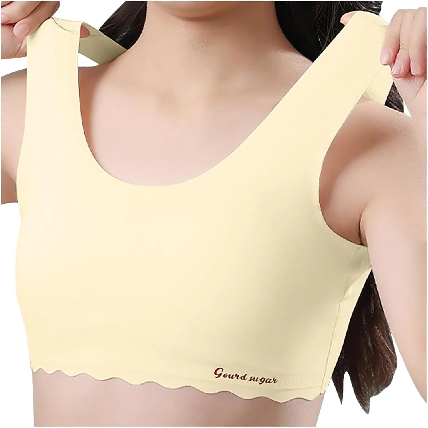 Teen Girl Bras Solid Colour Soft Ice Silk Wireless Bras with Support and Lift Seamless Comfort Soft Bras for Teen