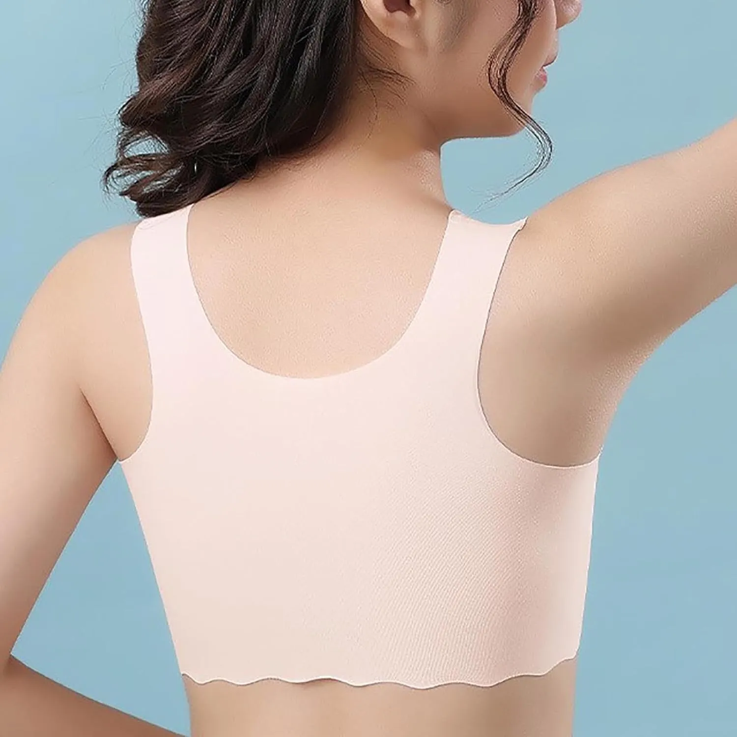Teen Girl Bras Solid Colour Soft Ice Silk Wireless Bras with Support and Lift Seamless Comfort Soft Bras for Teen
