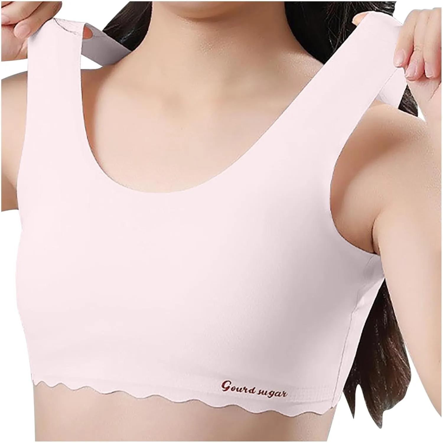 Teen Girl Bras Solid Colour Soft Ice Silk Wireless Bras with Support and Lift Seamless Comfort Soft Bras for Teen