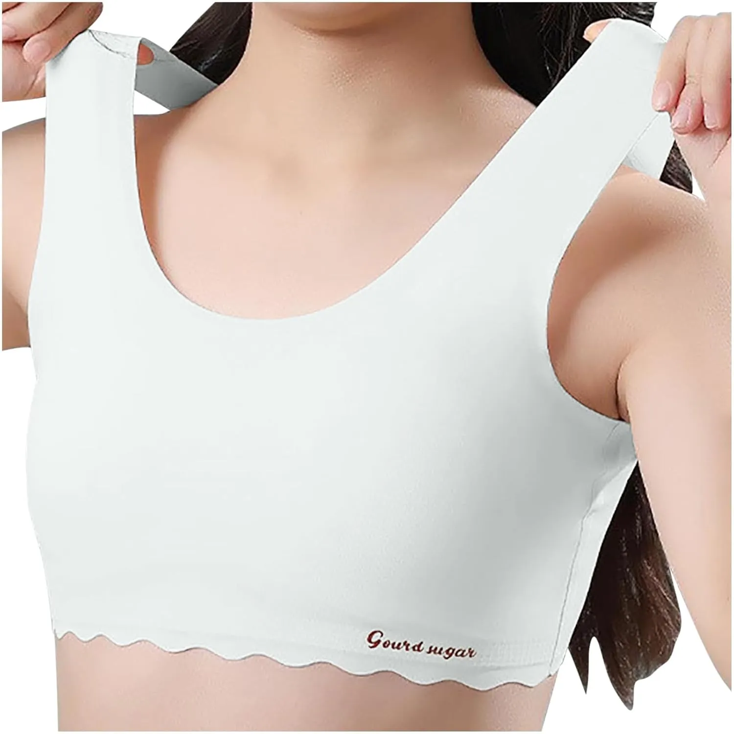 Teen Girl Bras Solid Colour Soft Ice Silk Wireless Bras with Support and Lift Seamless Comfort Soft Bras for Teen