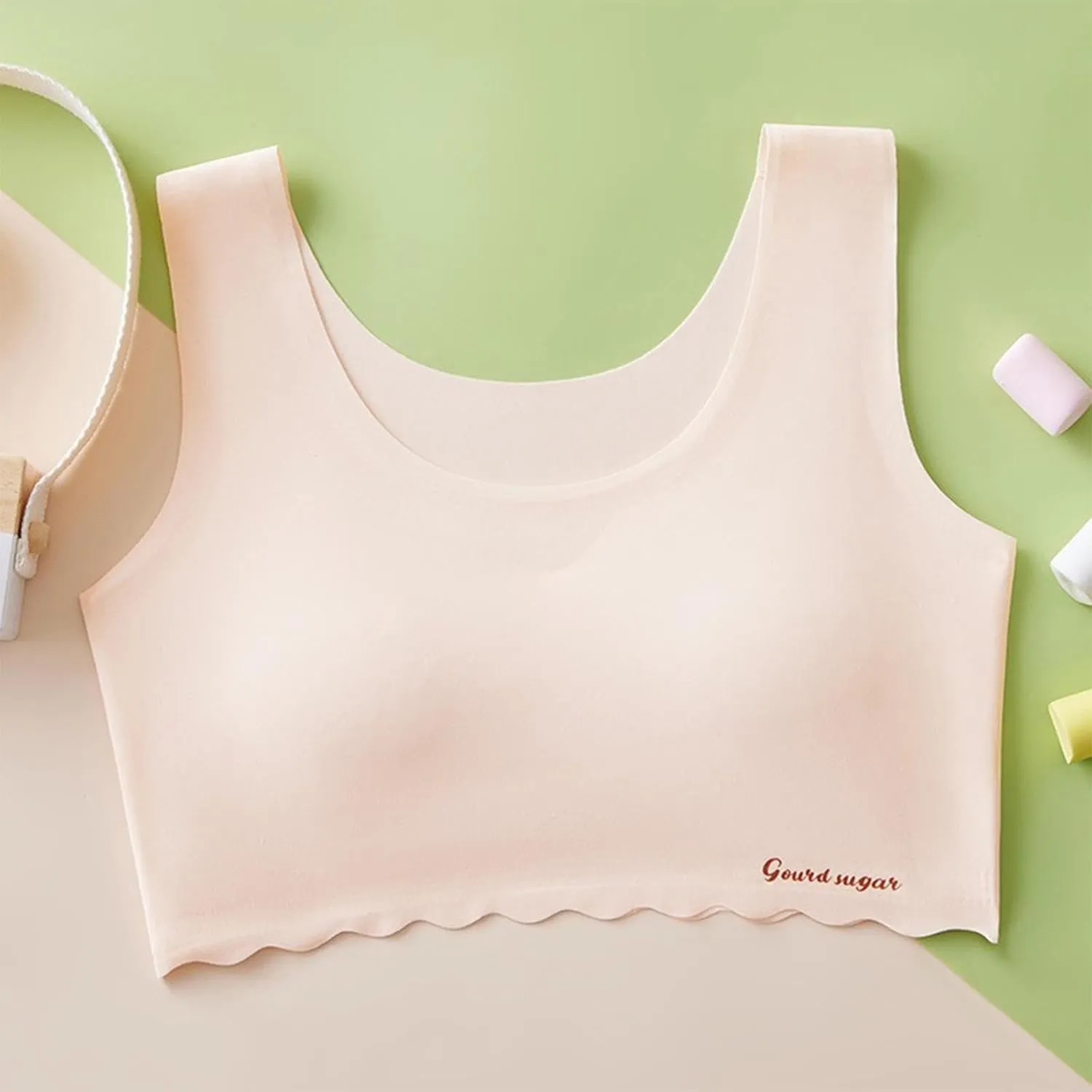 Teen Girl Bras Solid Colour Soft Ice Silk Wireless Bras with Support and Lift Seamless Comfort Soft Bras for Teen