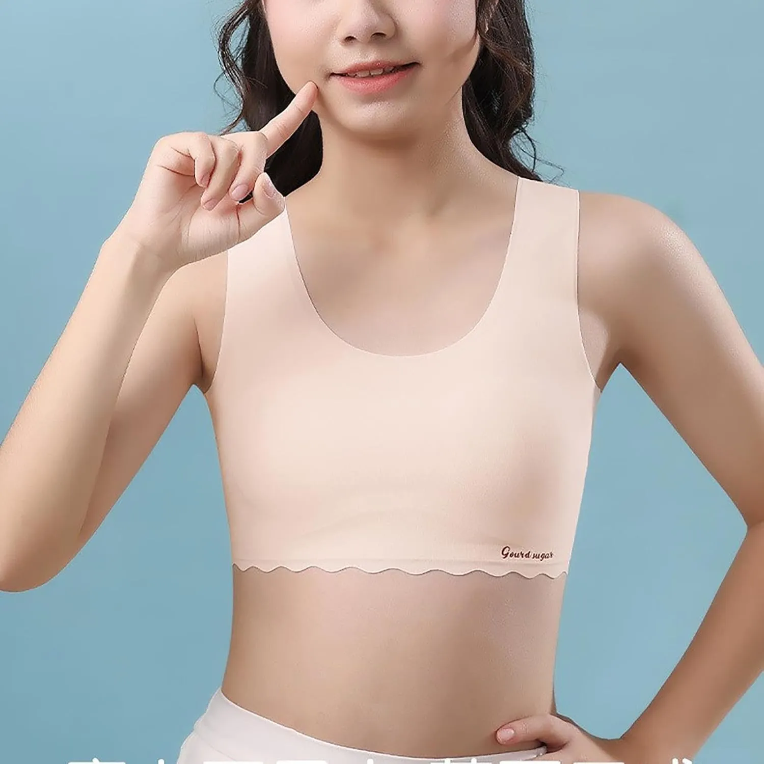 Teen Girl Bras Solid Colour Soft Ice Silk Wireless Bras with Support and Lift Seamless Comfort Soft Bras for Teen