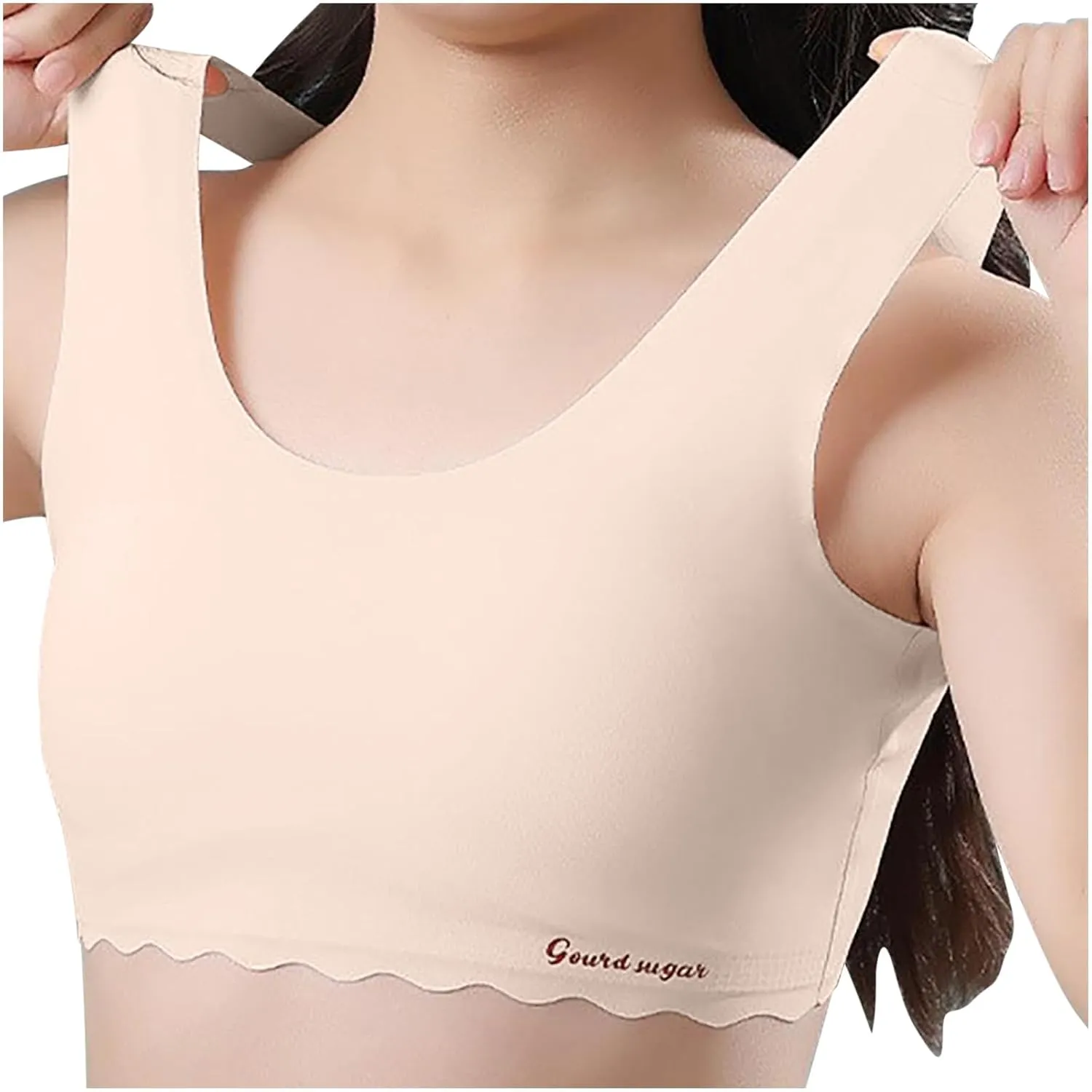 Teen Girl Bras Solid Colour Soft Ice Silk Wireless Bras with Support and Lift Seamless Comfort Soft Bras for Teen