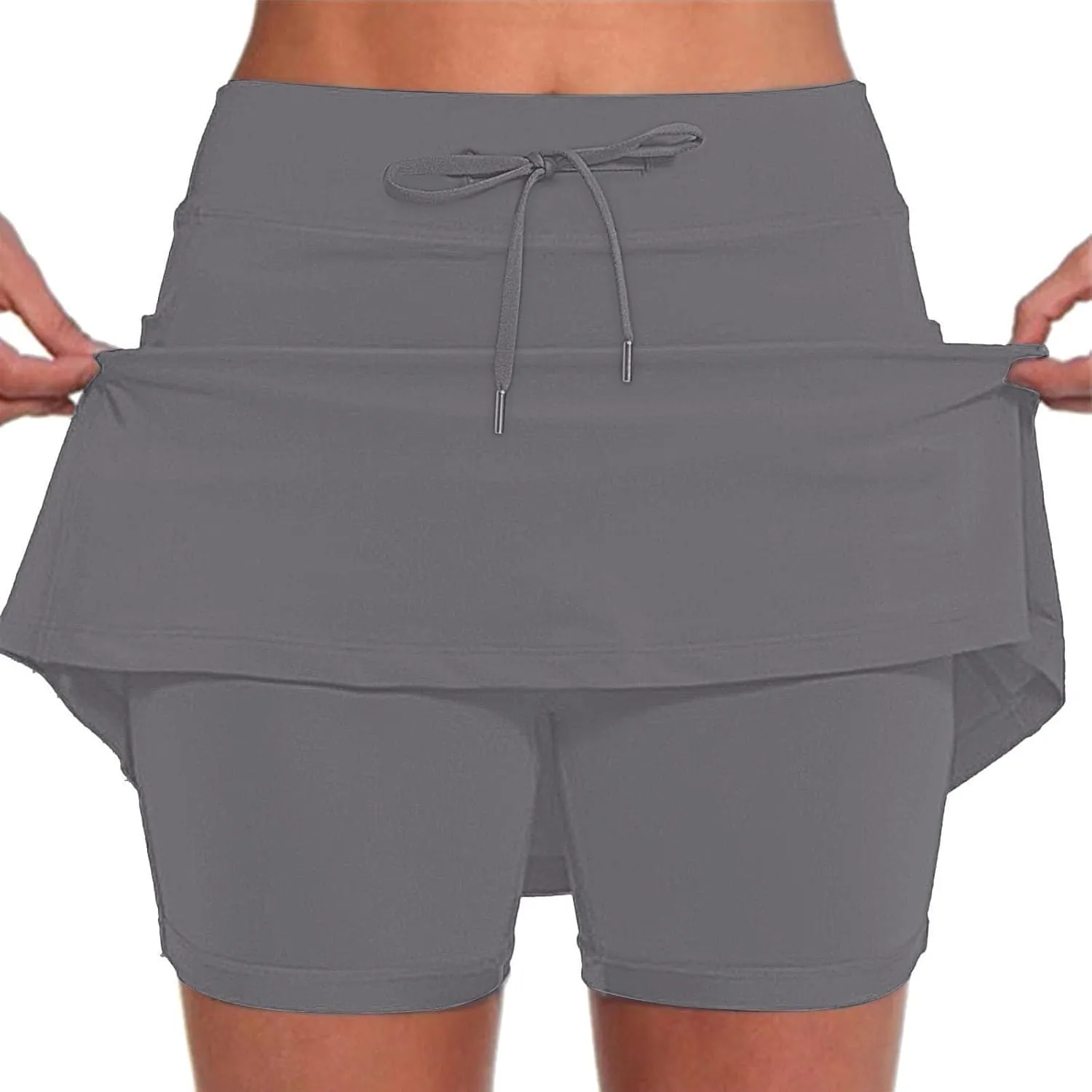 Tennis Skorts for Women with Inner Shorts High Waisted Drawstring Mini Skirts Summer Trendy Athletic Workout Shorts
