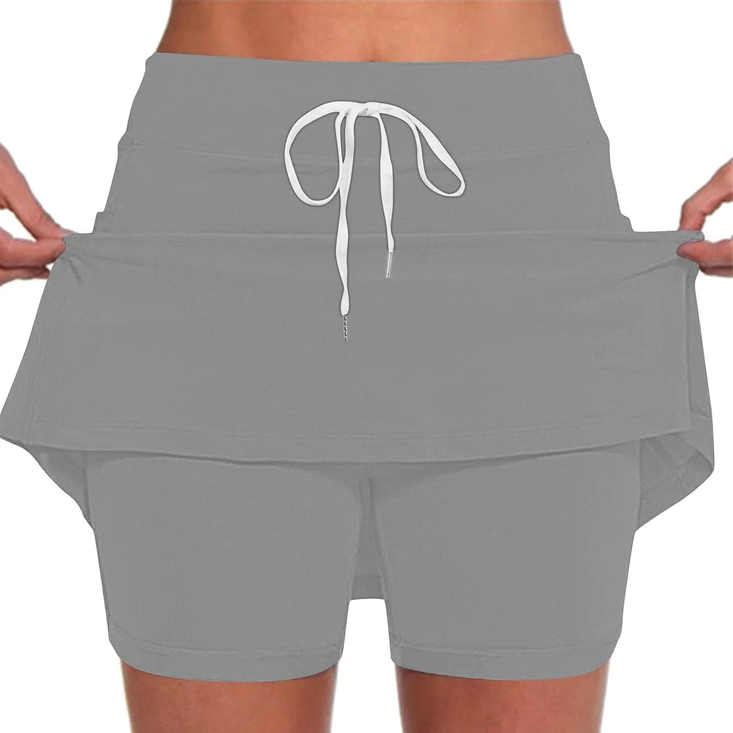 Tennis Skorts for Women with Inner Shorts High Waisted Drawstring Mini Skirts Summer Trendy Athletic Workout Shorts