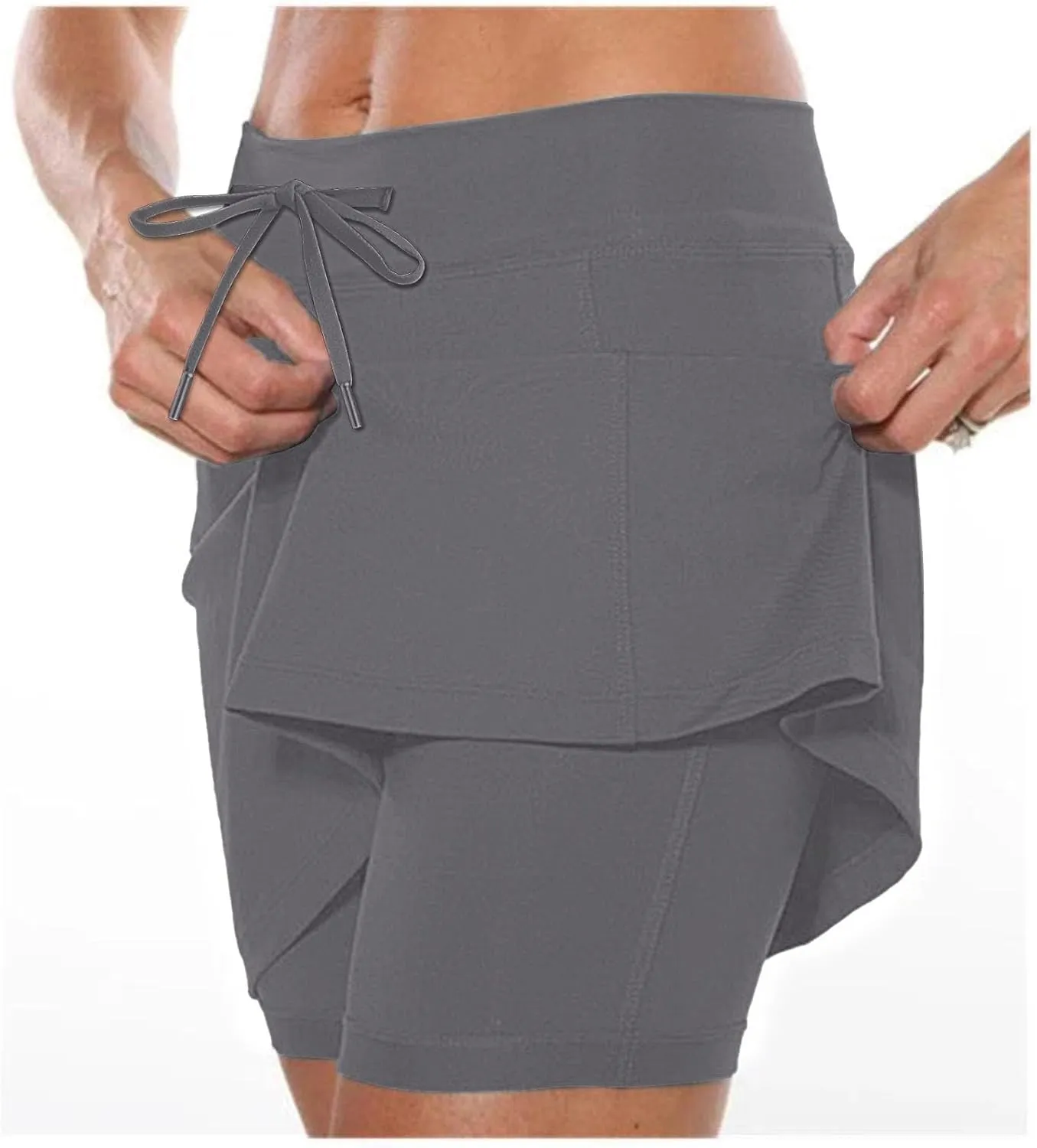 Tennis Skorts for Women with Inner Shorts High Waisted Drawstring Mini Skirts Summer Trendy Athletic Workout Shorts