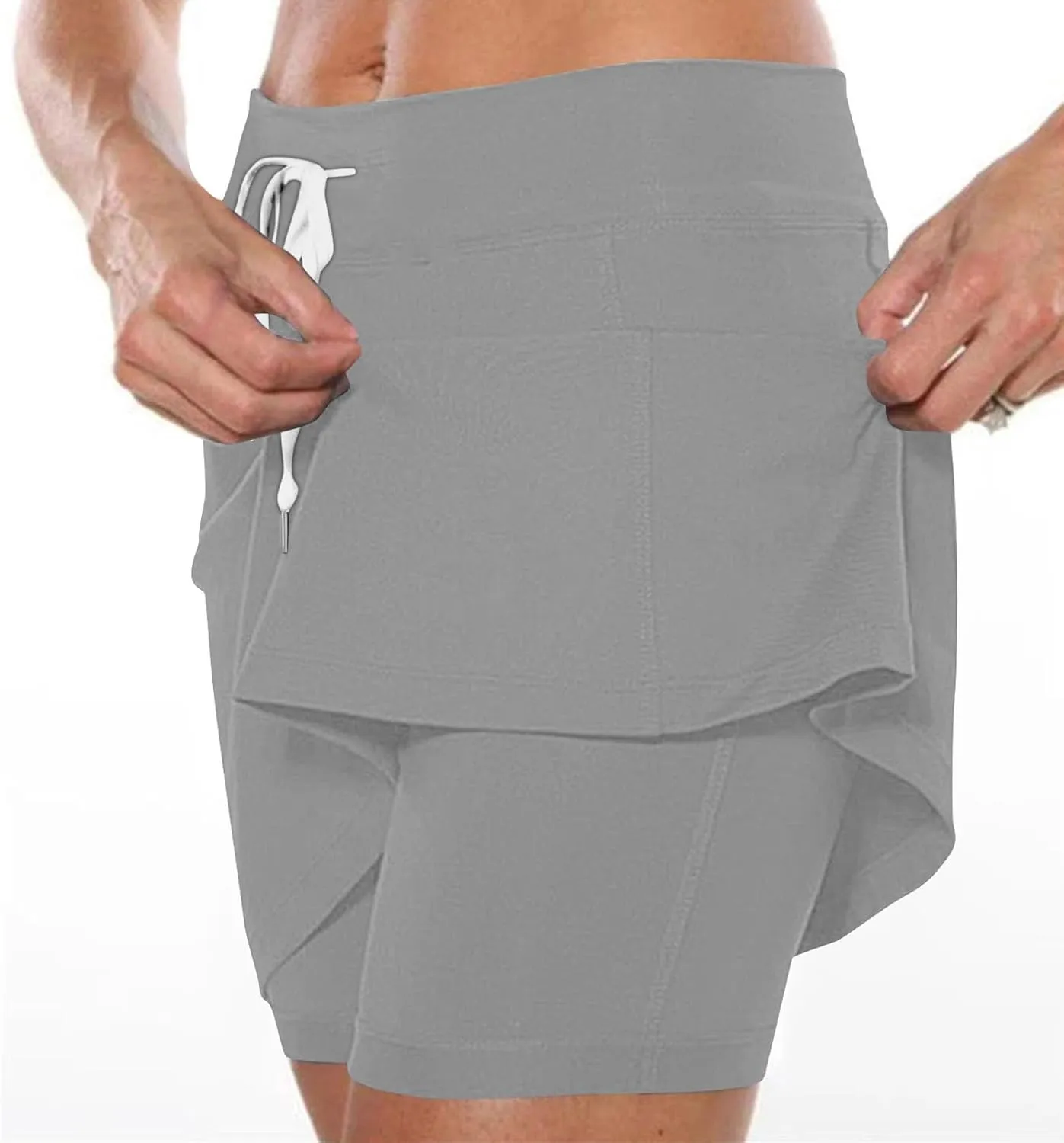 Tennis Skorts for Women with Inner Shorts High Waisted Drawstring Mini Skirts Summer Trendy Athletic Workout Shorts