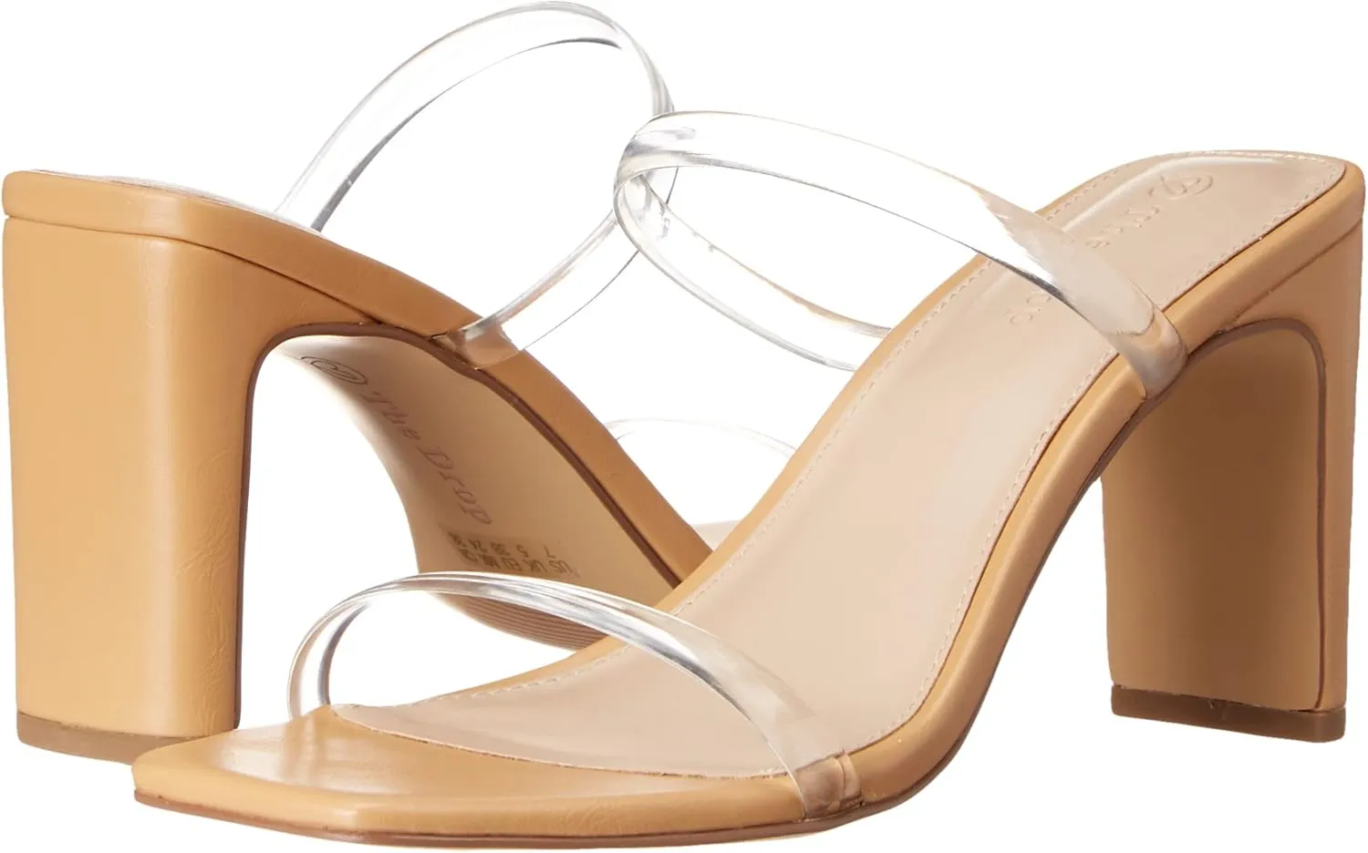 The Drop Women's Avery Square Toe Two Strap High Heeled Sandal