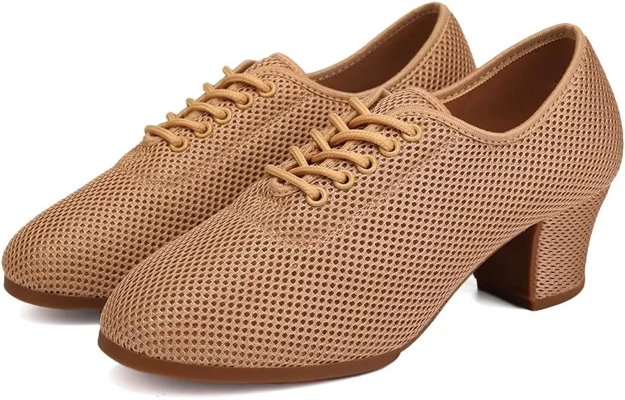 TINRYMX Ballroom Dance Shoes Women Practice Teaching Modern Professional Standard Latin Salsa Dance Shoes, Model RY-1801WB